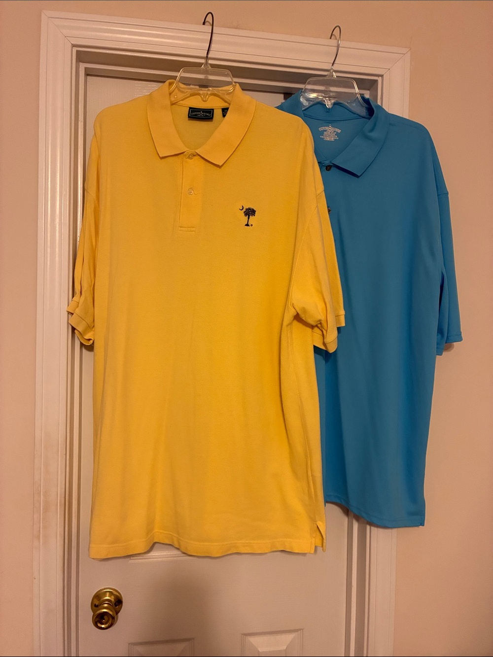Lot of 2 Outer Banks Men’s 2XL Yellow and Blue Polo Shirts - Short Sleeve Pair